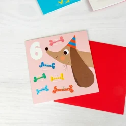 Rex London Birthday card - Dog and bones SIX Sale