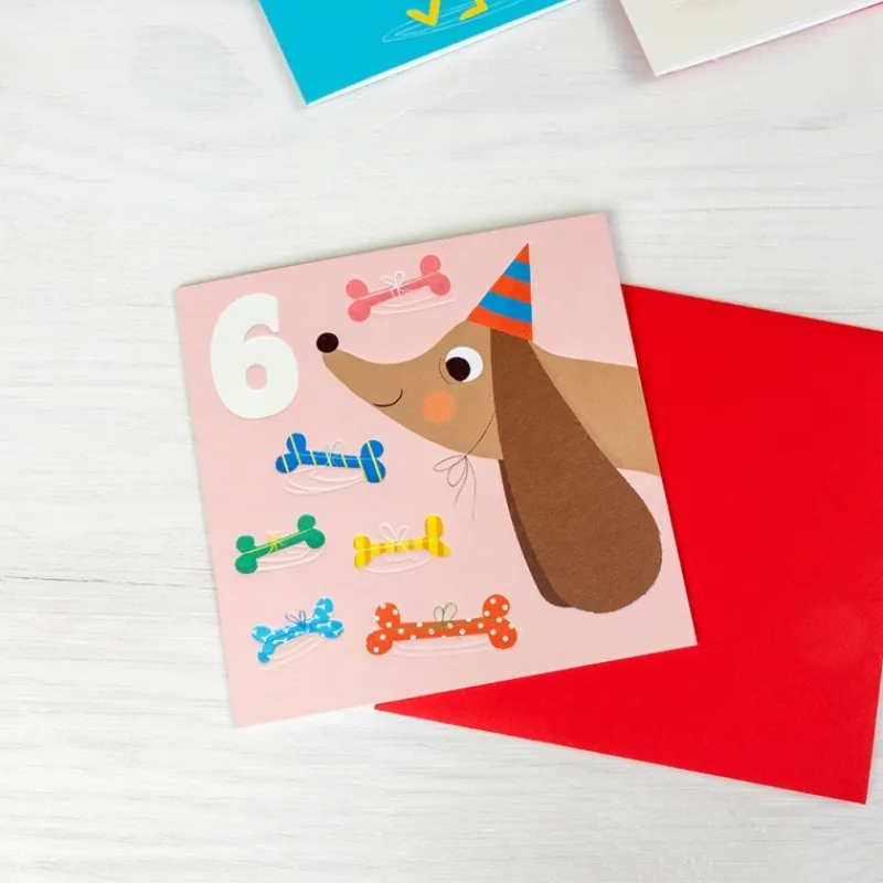 Rex London Birthday card - Dog and bones SIX Sale