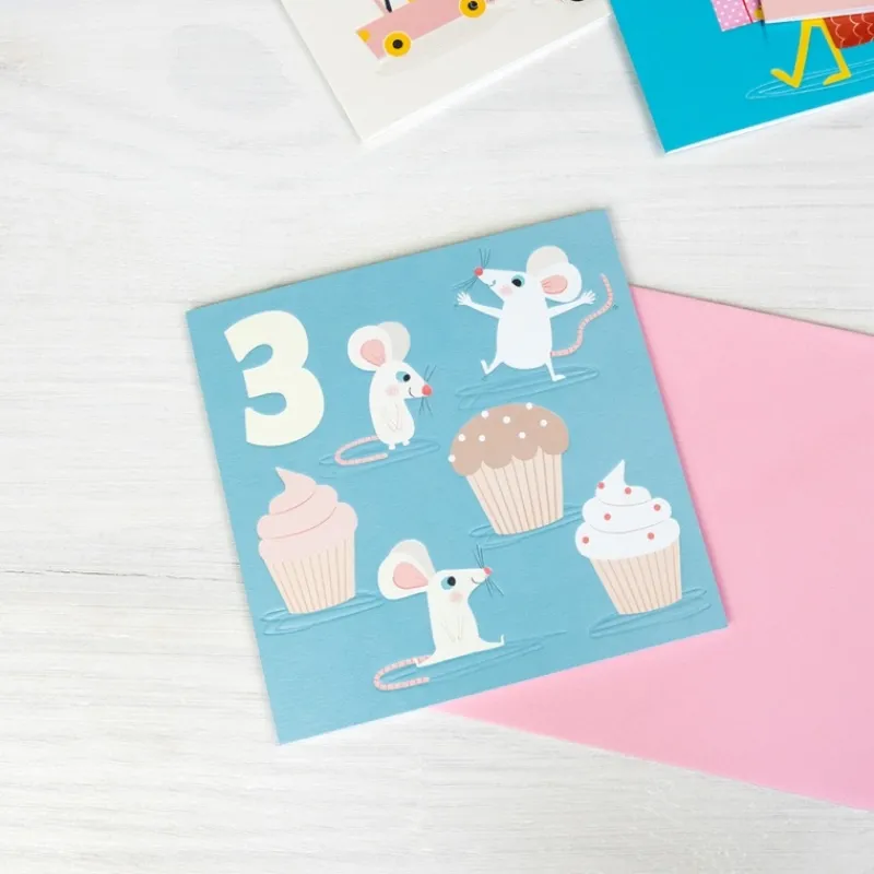 Rex London Birthday card - Mouse THREE Discount