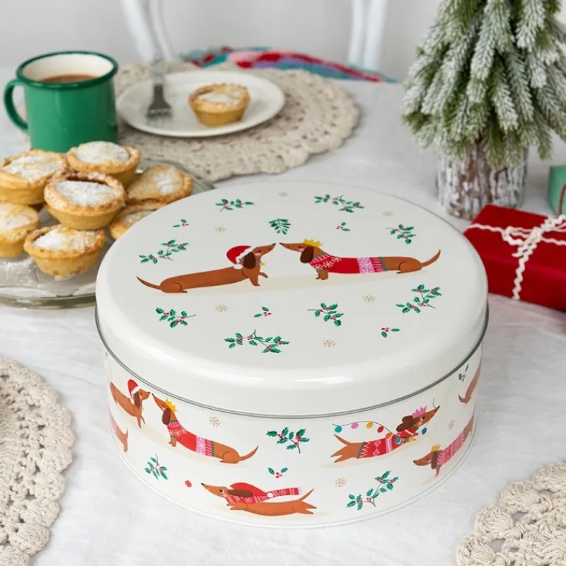 Rex London Cake storage tin - Festive Sausage Dog Outlet