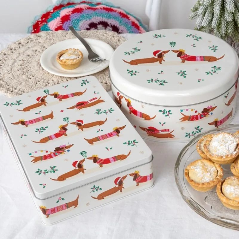 Rex London Cake storage tin - Festive Sausage Dog Outlet
