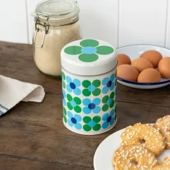 Rex London Canister storage tin - Blue and green Daisy Clearance