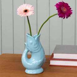 Rex London Ceramic fish vase - Aqua blue New