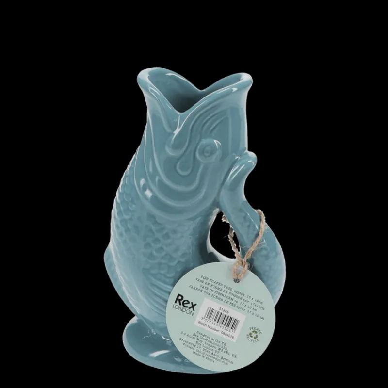 Rex London Ceramic fish vase - Blue Hot