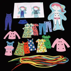 Rex London Children's cardboard stitching kit - Dress-up dolly Hot