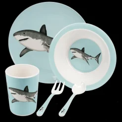Rex London Children's melamine dinner set (5 pieces) - Sharks Clearance