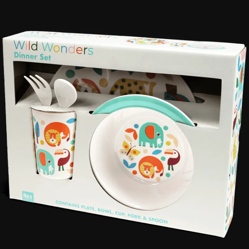 Rex London Children's melamine dinner set (5 pieces) - Wild Wonders Outlet