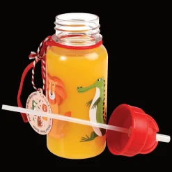 Rex London Children's water bottle with straw 500ml - Colourful Creatures Outlet