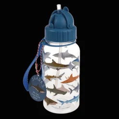 Rex London Children's water bottle with straw 500ml - Sharks Fashion