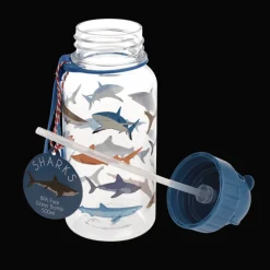 Rex London Children's water bottle with straw 500ml - Sharks Fashion