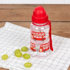 Rex London Children's water bottle with straw 500ml - TfL Routemaster Bus New