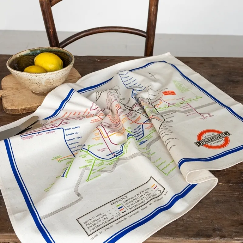 Rex London Cotton tea towel - TfL Heritage Tube Map New