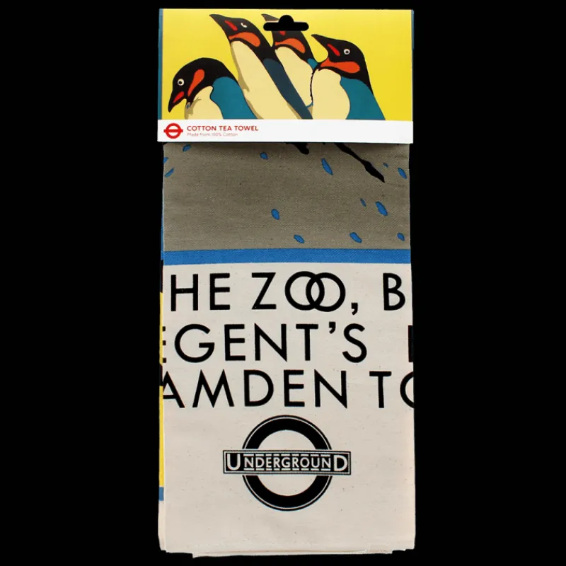 Rex London Cotton tea towel - TfL Vintage Poster "For the Zoo..." New