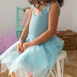 Rex London Crochet dress (5-6 years) - Aqua blue Fashion