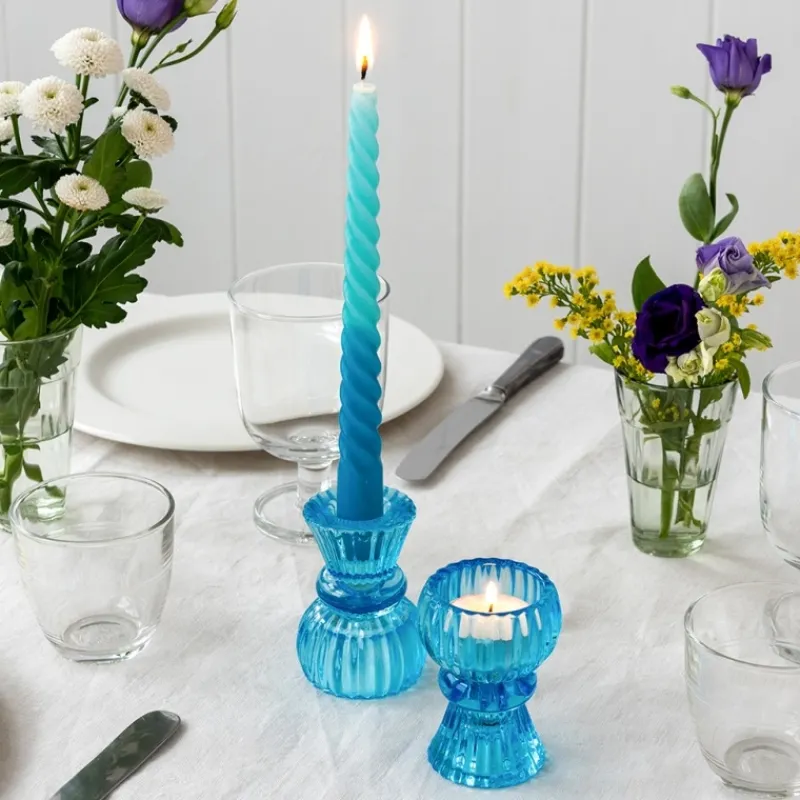 Rex London Double ended glass candle holder - Blue Fashion