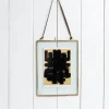 Rex London Double sided glass and brass metal hanging frame (15 x 20cm) New