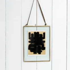 Rex London Double sided glass and brass metal hanging frame (15 x 20cm) New