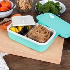 Rex London Double wall lunch box with divider - Aqua Online