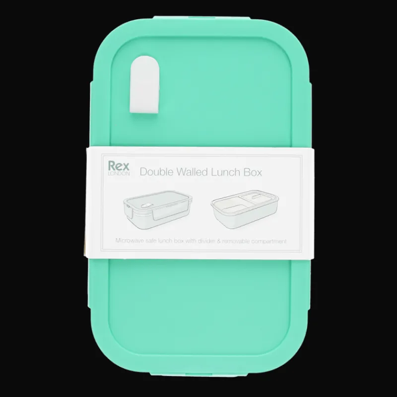 Rex London Double wall lunch box with divider - Aqua Online