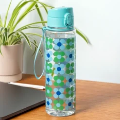 Rex London Drinks bottle with push button lid 700ml - Blue and green Daisy Sale