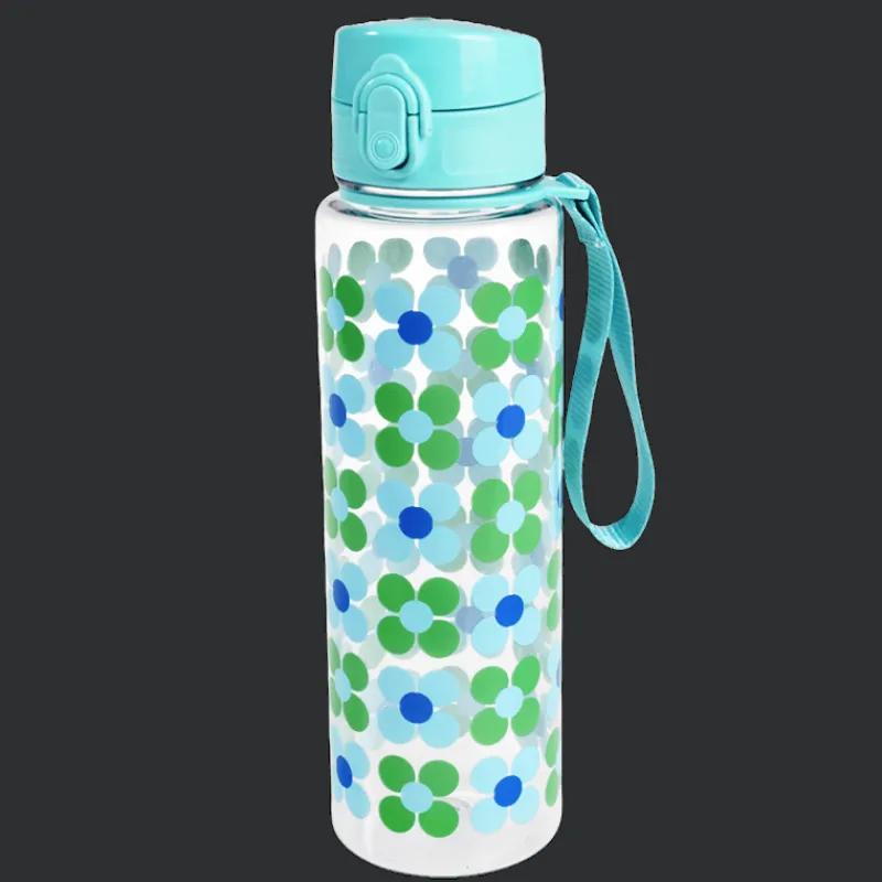 Rex London Drinks bottle with push button lid 700ml - Blue and green Daisy Sale