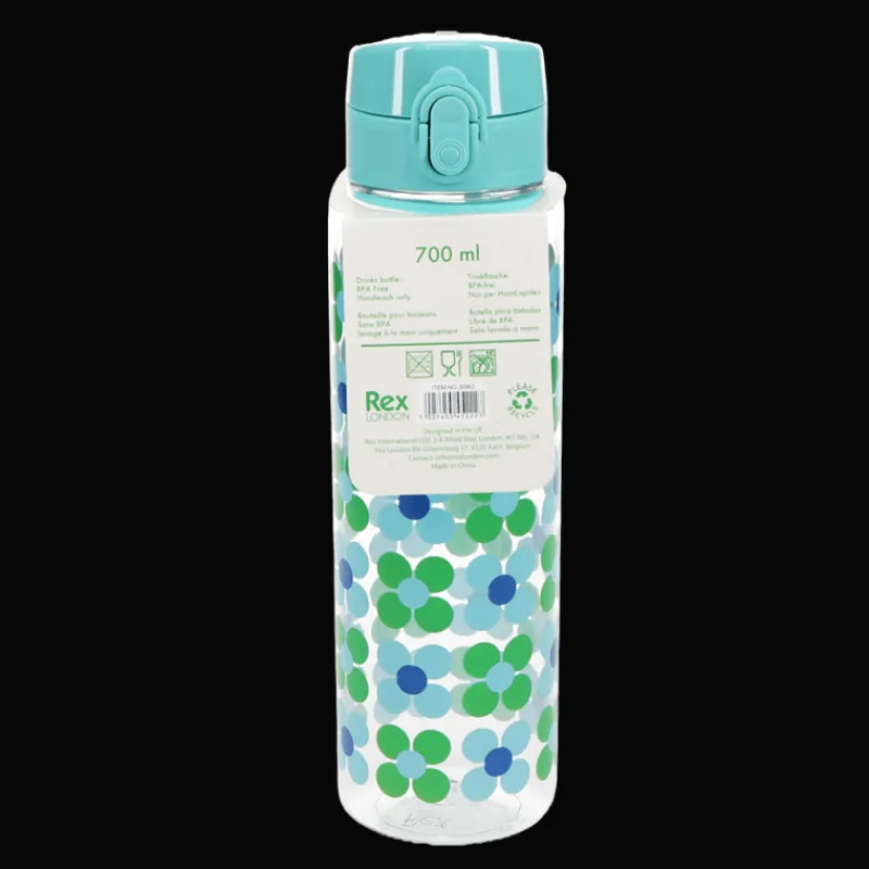 Rex London Drinks bottle with push button lid 700ml - Blue and green Daisy Sale