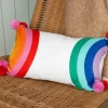 Rex London Embroidered cushion with pom poms - Rainbow Sale