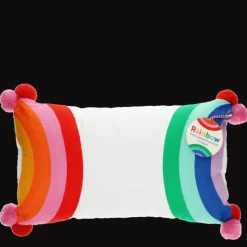 Rex London Embroidered cushion with pom poms - Rainbow Sale
