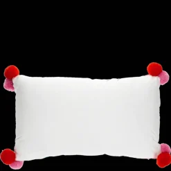Rex London Embroidered cushion with pom poms - Rainbow Sale