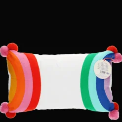 Rex London Embroidered cushion with pom poms - Rainbow Sale