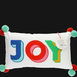 Rex London Embroidered cushion with pom poms - Joy Hot