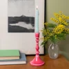 Rex London Enamel candlestick (19cm) - Vibrant pink Hot