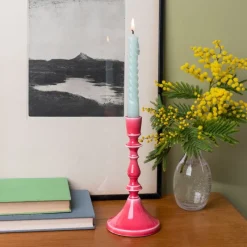 Rex London Enamel candlestick (19cm) - Vibrant pink Hot