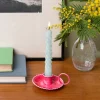 Rex London Enamel chamberstick candle holder - Vibrant pink New