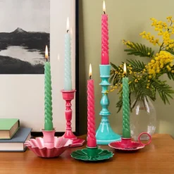 Rex London Enamel chamberstick candle holder - Vibrant pink New