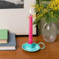 Rex London Enamel chamberstick candle holder - Aqua Best