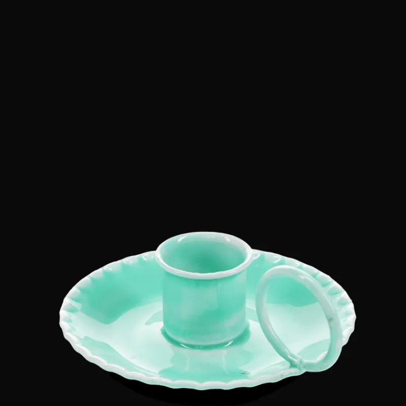 Rex London Enamel chamberstick candle holder - Aqua Best