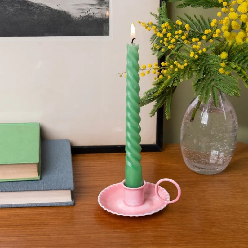 Rex London Enamel chamberstick candle holder - Pink New
