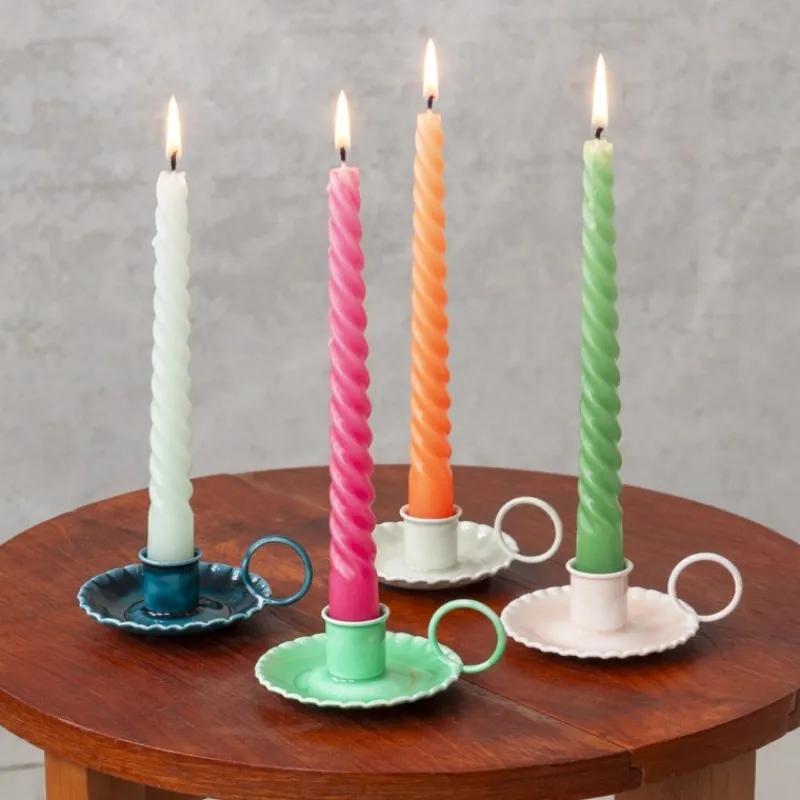 Rex London Enamel chamberstick candle holder - Light grey Sale