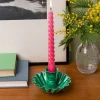 Rex London Enamel cupped flower candle holder - Dark green Clearance