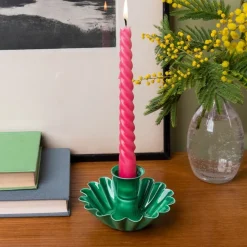 Rex London Enamel cupped flower candle holder - Dark green Clearance