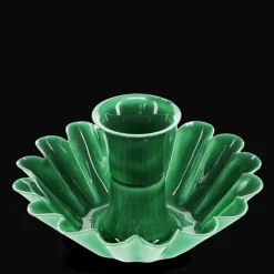 Rex London Enamel cupped flower candle holder - Dark green Clearance