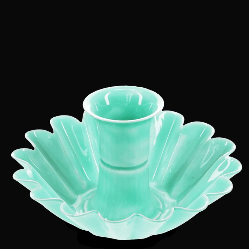 Rex London Enamel cupped flower candle holder - Aqua Online