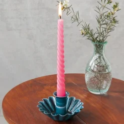Rex London Enamel cupped flower candle holder - Blue Clearance
