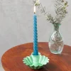 Rex London Enamel cupped flower candle holder - Green Online