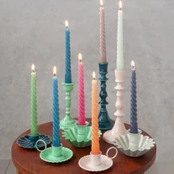 Rex London Enamel cupped flower candle holder - Green Online