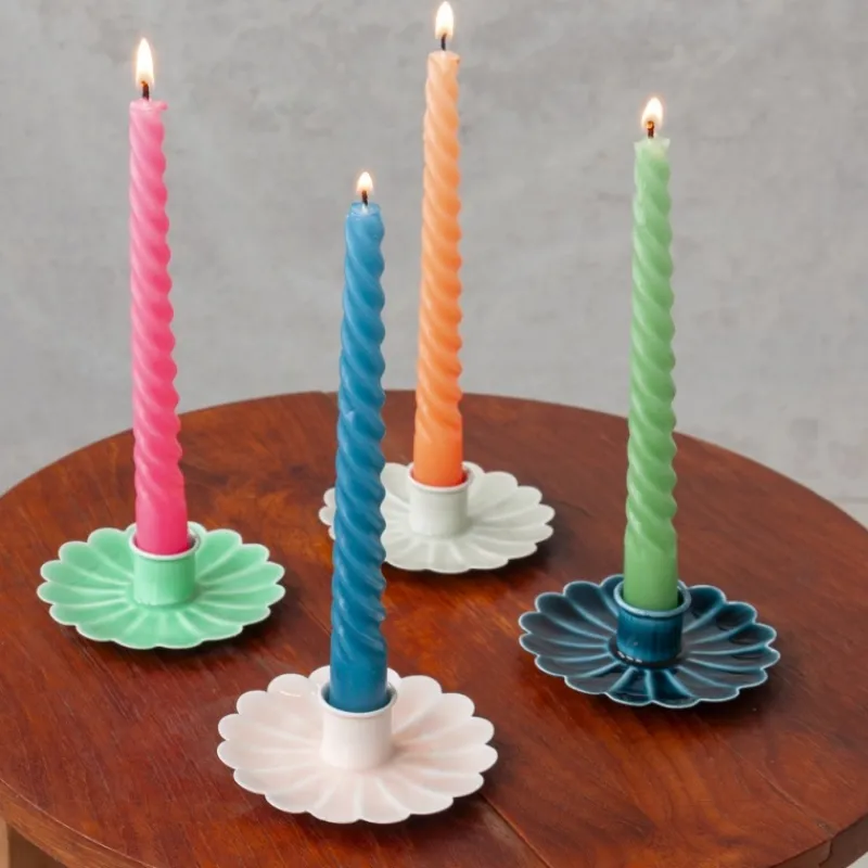 Rex London Enamel flat flower candle holder - Soft pink Discount