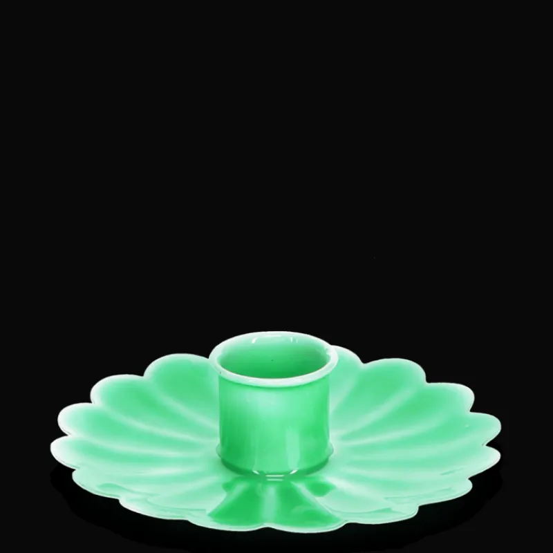 Rex London Enamel flat flower candle holder - Green Outlet