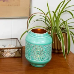Rex London Enamel tealight lantern - Aqua Online