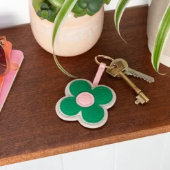 Rex London Faux leather keyring - Green daisy Online